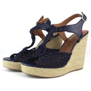 Lucky Brand Espadrilles Blue Crochet Wedges
